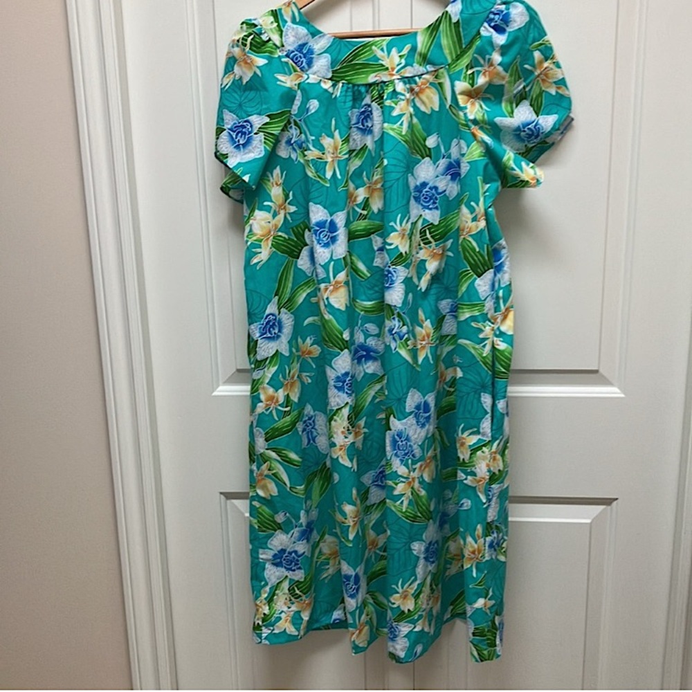 Vintage Hawaiian Muu Muu in a colourful aloha print, blue XL - Picture 4 of 9